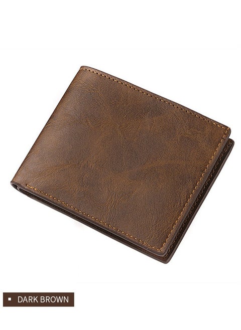 Multi slot card holder horizontal retro wallet ultra-thin leather wallet