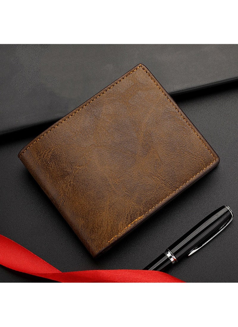 Generic - Multi slot card holder horizontal retro wallet ultra-thin leather wallet - Image 1