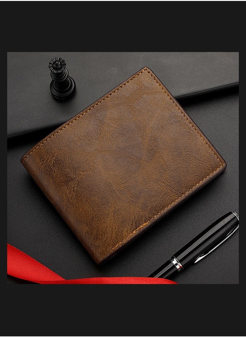 Generic - Multi slot card holder horizontal retro wallet ultra-thin leather wallet - Image 1