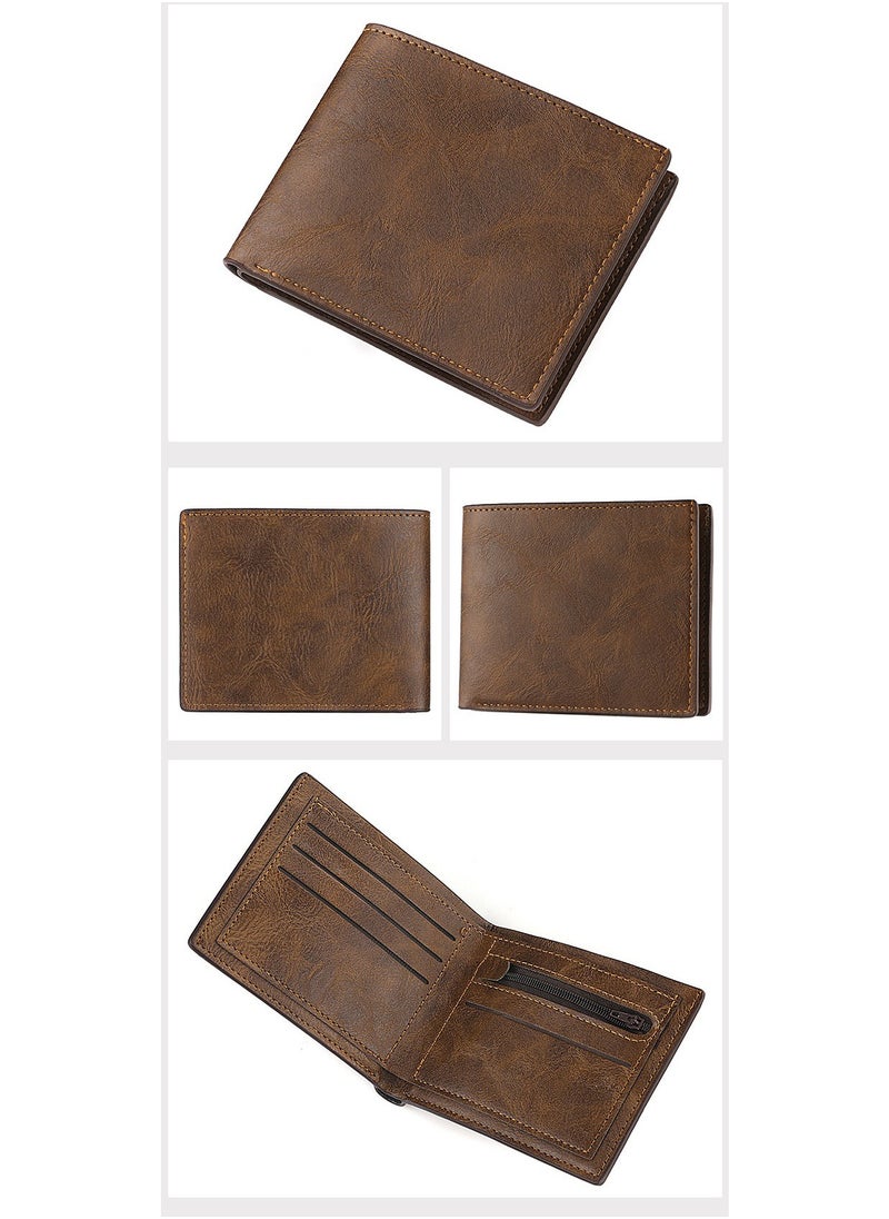 Generic - Multi slot card holder horizontal retro wallet ultra-thin leather wallet - Image 1