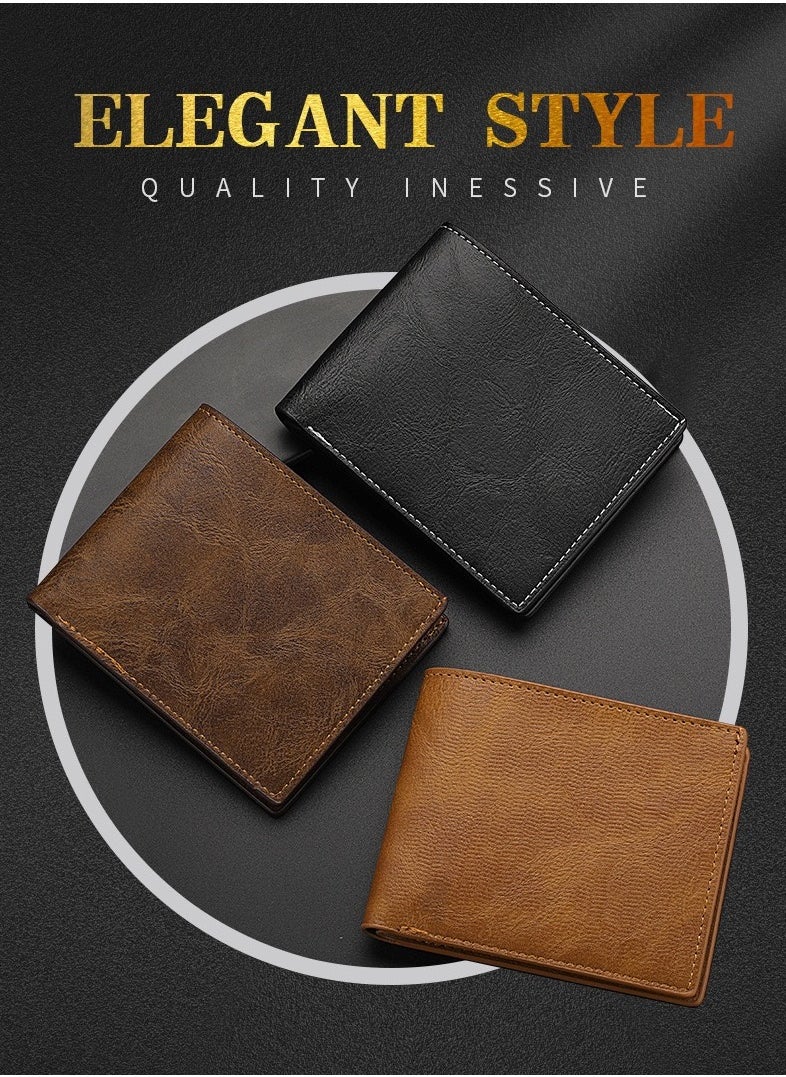 Generic - Multi slot card holder horizontal retro wallet ultra-thin leather wallet - Image 1