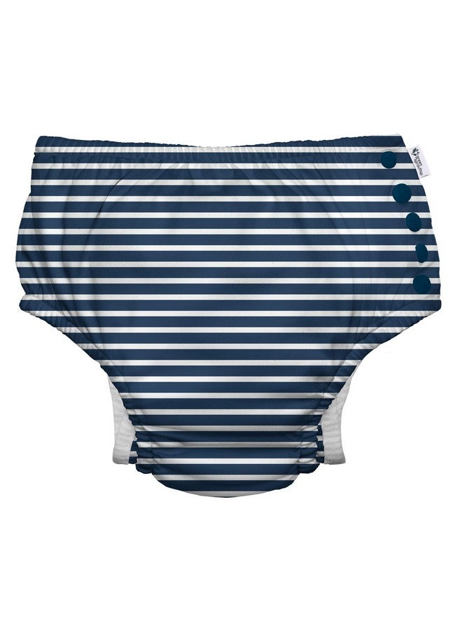 جرين سبراوتس أنا ألعب. من جرين سبراوتس، حفاضات سباحة إيكو سناب قابلة لإعادة الاستخدام مع أربطة، عامل حماية من الأشعة فوق البنفسجية 50، 12 شهرًا، خطوط بحرية، تصميم حاصل على براءة اختراع، حاصل على شهادة STANDARD 100 من OEKO-TEX