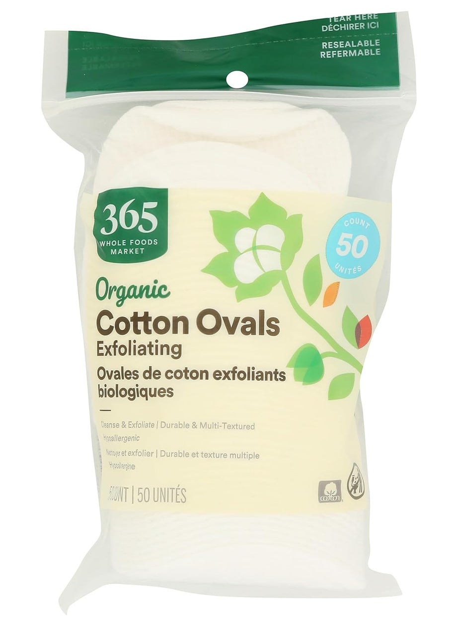 365 by Whole Foods Market 365 By Whole Foods Market Facial Cleansing Pad Exfoliation Oval Organic 50 Count 