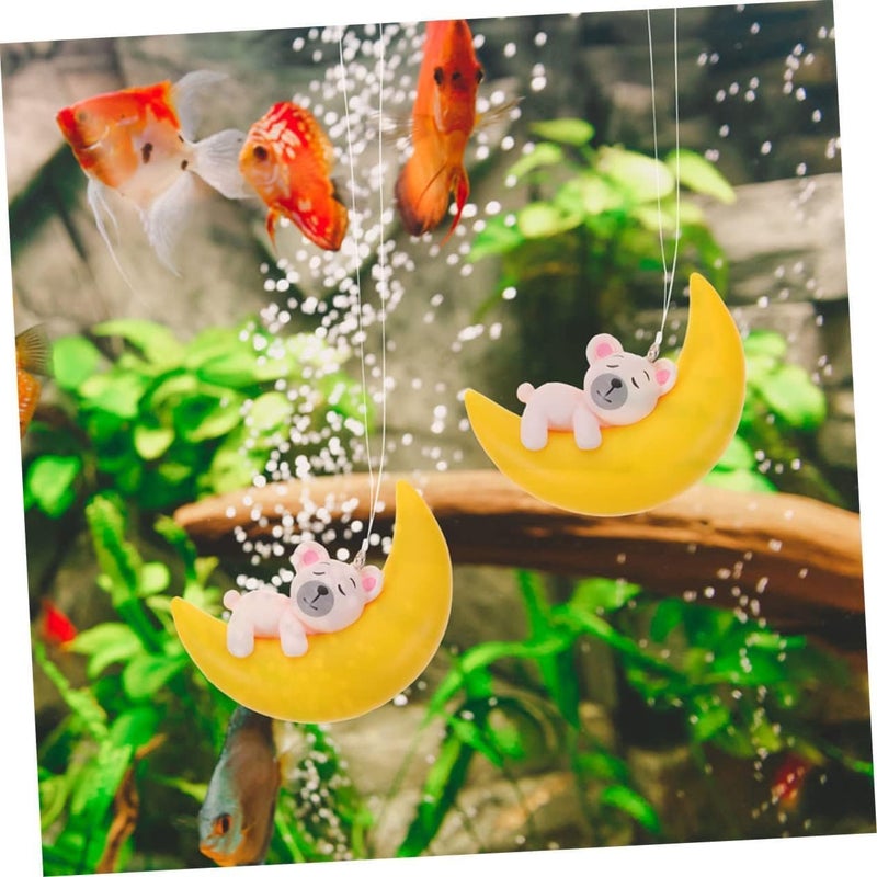 VAYINATO ® Floating Half Moon Sleeping Pet Aquarium Toys Mini Fish Tank Attractive Cute Decoration, Miniature Resin Decors (Yellow) by Petzlifeworld (3 Pcs) - Image 5
