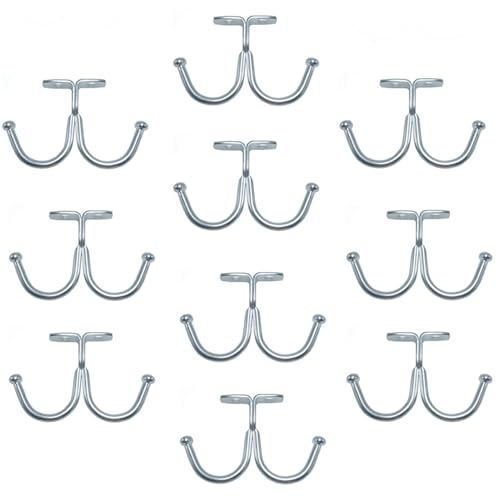 Hdtyyln 10 Pcs Double Prong Ceiling Hook, Under Cabinet Hooks, Heavy Duty Hook Under Wardrobe Organizer for Hanging Home Office Kitchen Utensils Keys Towel Bags Towel Cup, Garden Plant Hanger Hooks - Image 1