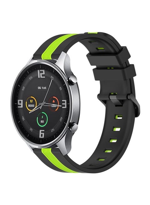Replacement Strap For Xiaomi MI Watch Color 22mm Vertical Two-Color Silicone Watch Band Black+Lime Green