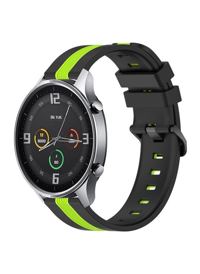 Replacement Strap For Xiaomi MI Watch Color 22mm Vertical Two-Color Silicone Watch Band Black+Lime Green