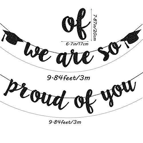 TrlaFy 2025 Graduation Banners Party Decorations, Black Glitter We are So Proud of You Graduation Banners Garland for Congratulation Graduations Party Supplies, School, Home, Car Decorations - Image 5