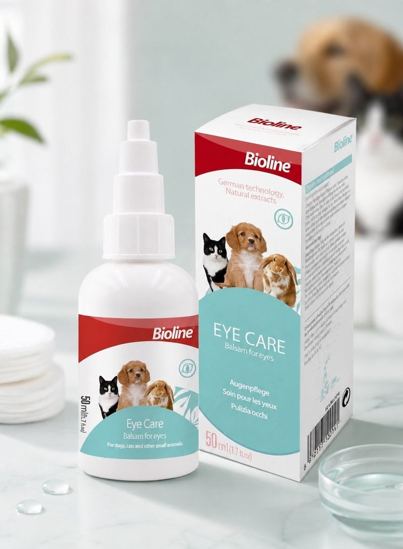 Bioline Eye Care Balsam for Cats, Dogs & Small Pets 50ml - Gentle Eye Area Cleaner for Daily Pet Care - Image 1