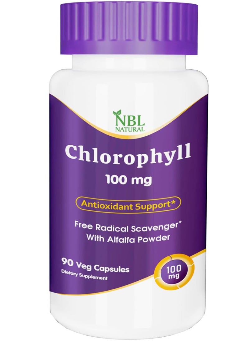 NBL Natural Chlorophyll 100 mg with Alfalfa Powder, 90 Veg Capsules  - Image 1