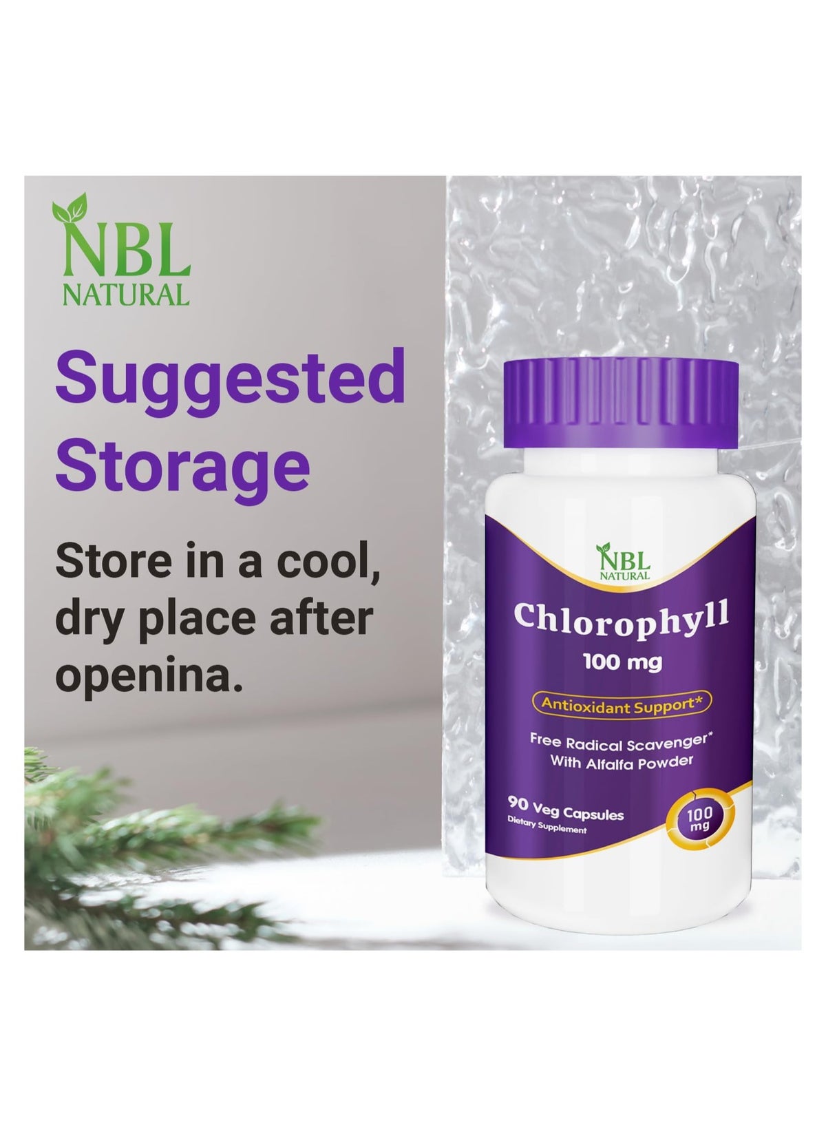 Nbl Natural Chlorophyll 100Mg With Alfalfa Powder Veg Capsules 90'S