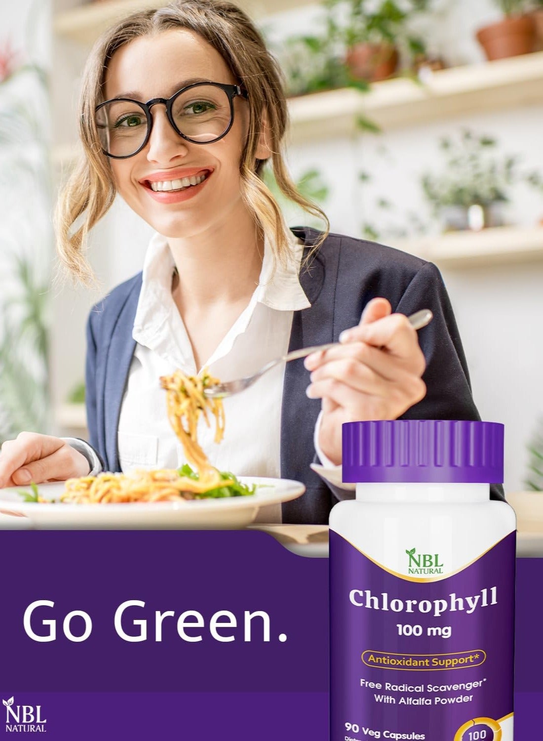 Nbl Natural Chlorophyll 100Mg With Alfalfa Powder Veg Capsules 90'S