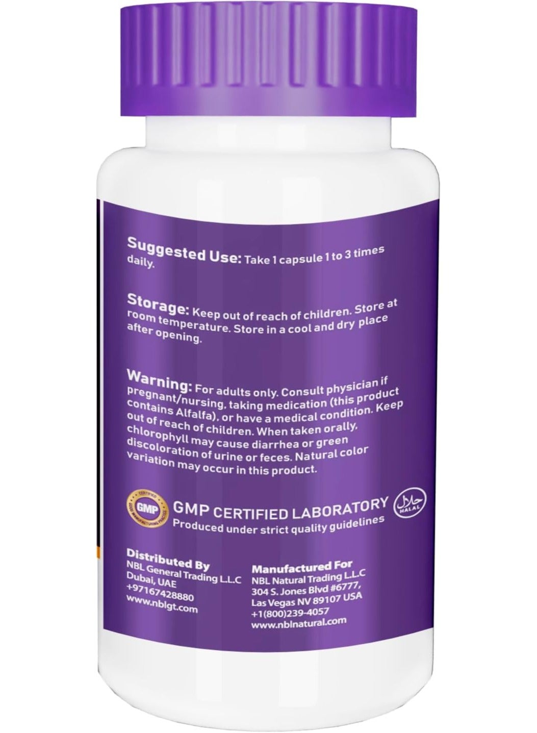 Nbl Natural Chlorophyll 100Mg With Alfalfa Powder Veg Capsules 90'S