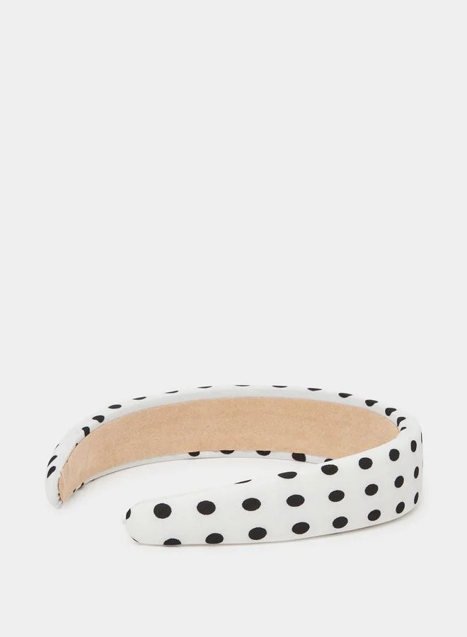 Styli  White Polka Dot Padded Headband for Women | Best Price UAE