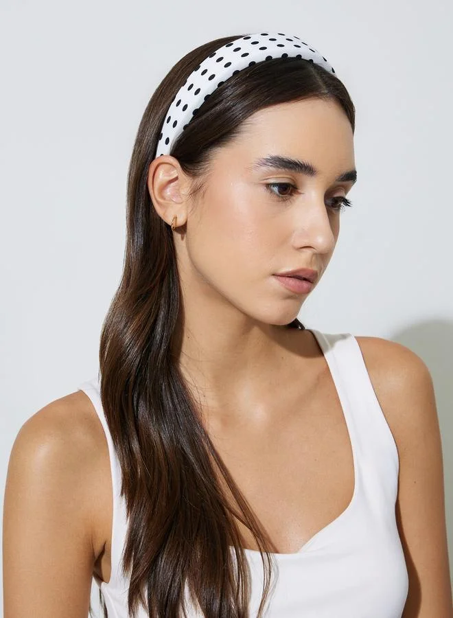 Styli  White Polka Dot Padded Headband for Women | Best Price UAE