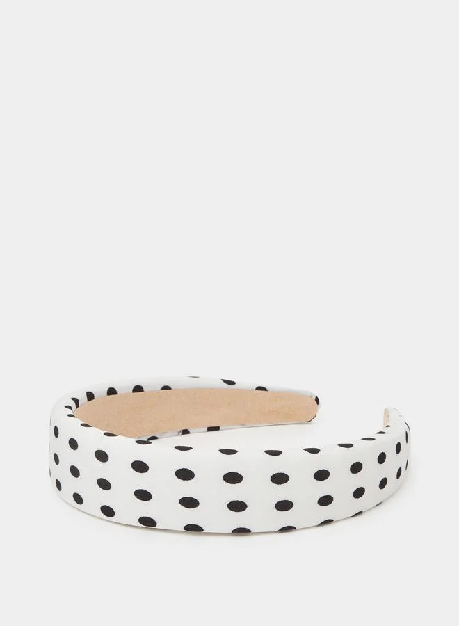 White Polka Dot Padded Headband