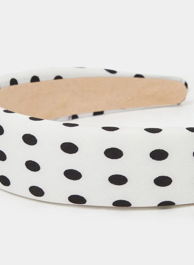 Styli  White Polka Dot Padded Headband for Women | Best Price UAE