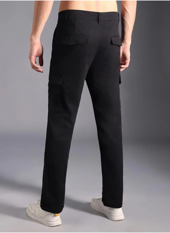 HIGH STAR Straight Leg Mid Rise Cotton Cargo Pants