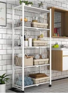 AGD 5-Layered Foldable Storage Rack With Wheels  - Image 2