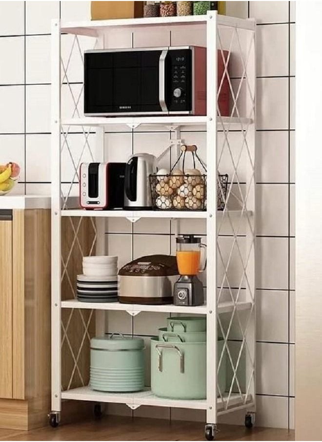 AGD 5-Layered Foldable Storage Rack With Wheels  - Image 4