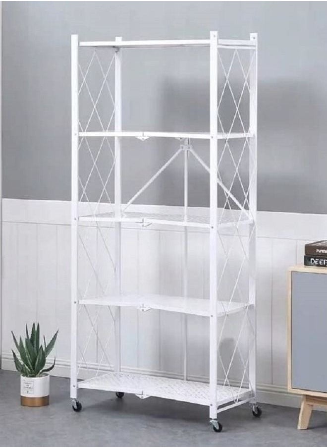 AGD 5-Layered Foldable Storage Rack With Wheels  - Image 3