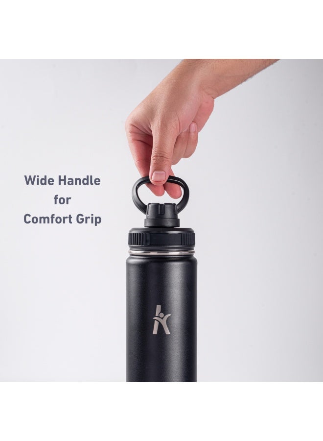 KRYMSO 750ml Stainless Steel Water Bottle, Double Wall Insulated Water Bottle, Leak Proof, BPA Free, Silicone Boot, Thermos Bottle, Cold Hot Bottle for Kids, School, Gym - Image 2