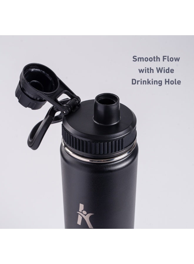 KRYMSO 750ml Stainless Steel Water Bottle, Double Wall Insulated Water Bottle, Leak Proof, BPA Free, Silicone Boot, Thermos Bottle, Cold Hot Bottle for Kids, School, Gym - Image 3