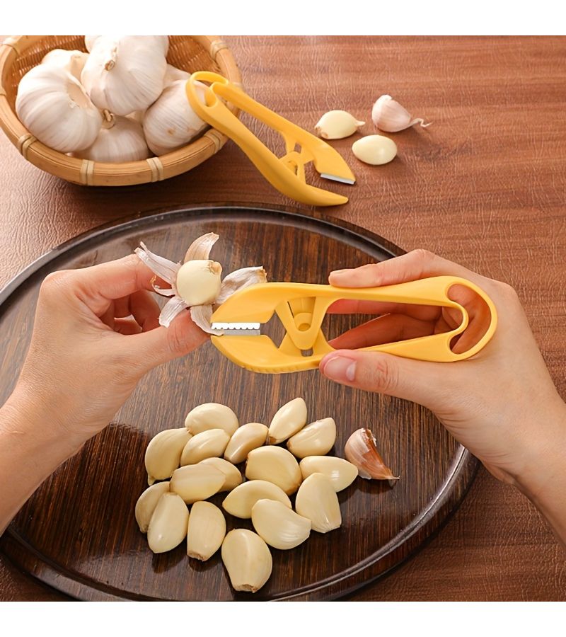 Upgraded Premium Yellow Garlic Peeler With Stainless Steel Blade And Tweezers - Image 2
