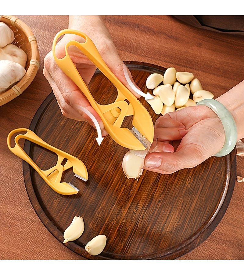 Upgraded Premium Yellow Garlic Peeler With Stainless Steel Blade And Tweezers - Image 3