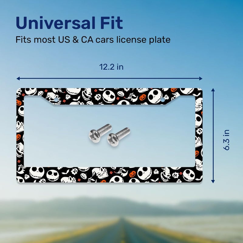 GENANY Horror Nightmare Skellington License Plate Frame for Truck Sedan SUV, Plate Frame, Plastic License Frame, Horror License Plate Frame, Car Gifts, Spring Car Decor - Image 3