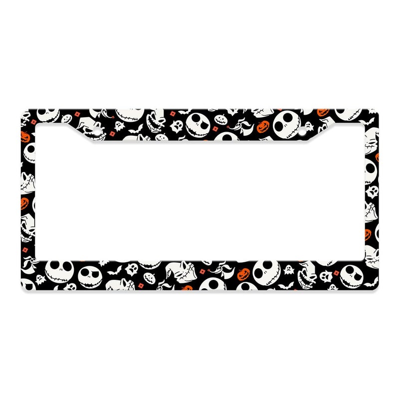 GENANY Horror Nightmare Skellington License Plate Frame for Truck Sedan SUV, Plate Frame, Plastic License Frame, Horror License Plate Frame, Car Gifts, Spring Car Decor - Image 1