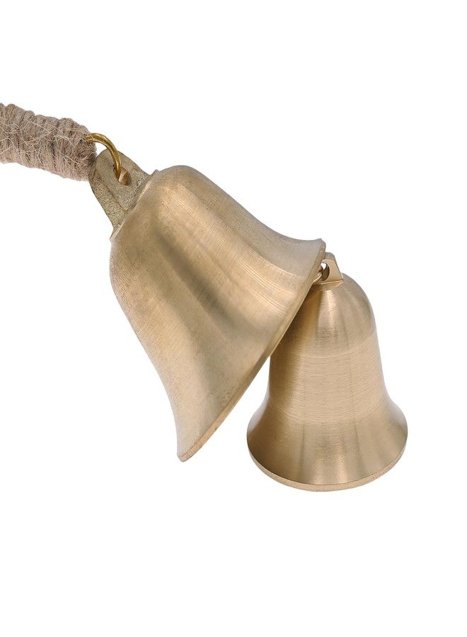 KMOATIM Rustic Brass Hanging Bells for Door Knob Decoration, 13"" Handmade Metal Lucky Home Garden Decor Bell on Rope - Image 5