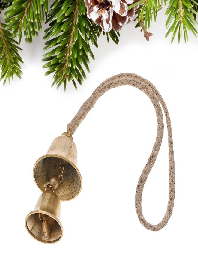 KMOATIM Rustic Brass Hanging Bells for Door Knob Decoration, 13"" Handmade Metal Lucky Home Garden Decor Bell on Rope - Image 3
