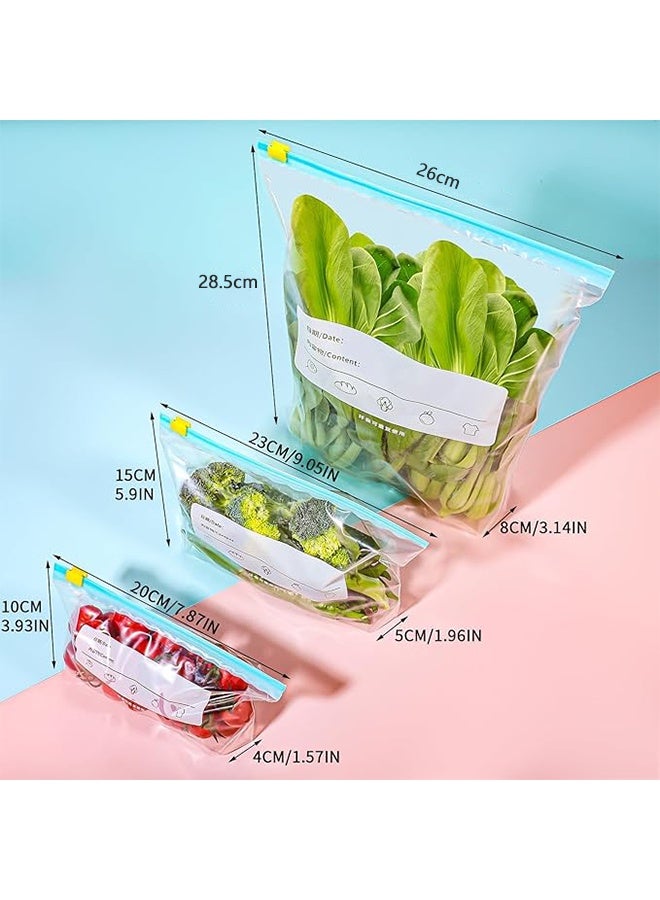45Packs Reusable Food Storage Bags, for Meats Meals, Vegetables, Fruits, Desserts, Snacks, Zipper Closure, 20 Small, 15 Medium, and 10 Large Zipper Bag - Image 3