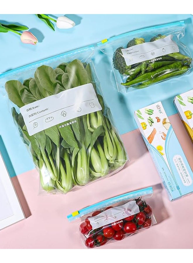 45Packs Reusable Food Storage Bags, for Meats Meals, Vegetables, Fruits, Desserts, Snacks, Zipper Closure, 20 Small, 15 Medium, and 10 Large Zipper Bag - Image 2