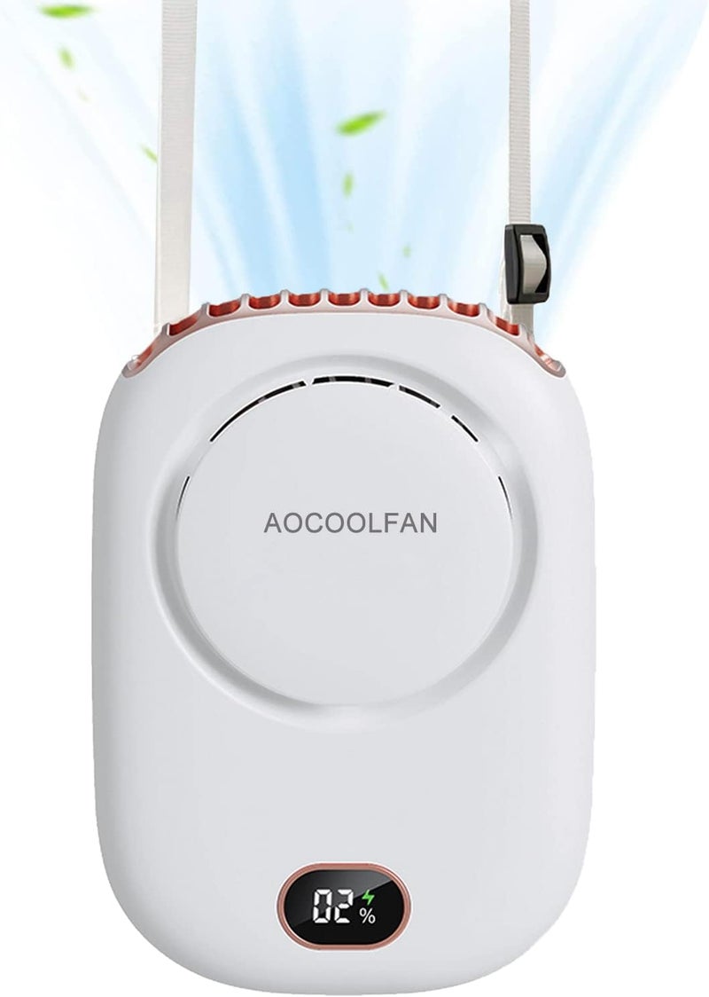 AOCOOLFAN Portable Neck Fan, Handheld Mini Fan Small Personal Fan, Hand Held Fan USB Rechargeable Eyelash Fan for Kids Girls Boys Woman Man Home Outdoor Travel (White) - Image 1