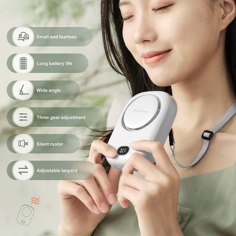 AOCOOLFAN Portable Neck Fan, Handheld Mini Fan Small Personal Fan, Hand Held Fan USB Rechargeable Eyelash Fan for Kids Girls Boys Woman Man Home Outdoor Travel (White) - Image 2