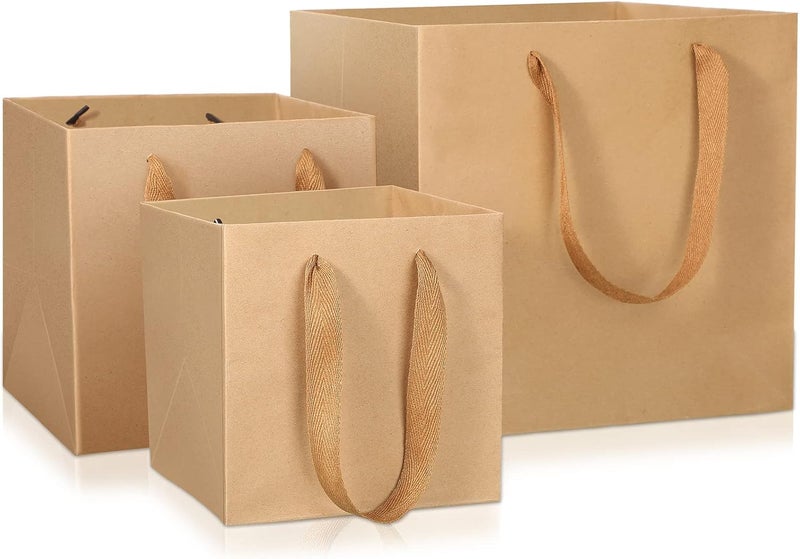 comfrt 30 Pack Brown Paper Bags with Handles Gift Paper Bags Reusable Grocery Shopping Bags Business Packaging Bags, Take out Party Birthday Merchandise Retail Bags Craft (10 Inch, 8 Inch, 6 Inch) - Image 1