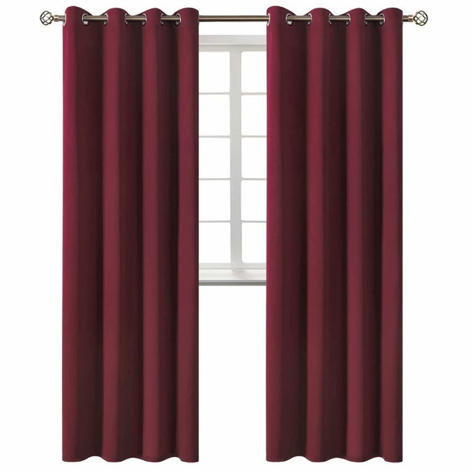 BLACKOUT CURTAINS FOR LIVING ROOM GROMMET THERMAL INSULATED ROOM DARKENING CURTAINS FOR BEDROOM 2 PANELS OF 52 X 95 INCH BURGUNDY