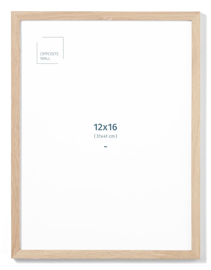 Opposite Wall  12x16 in  Natural Solid Oak Wood Picture Frame  Lightweight Versatile  Shatterproof  Wall Hanging Poster or Photo Frame  Wall Decor for Office Gallery  Home
