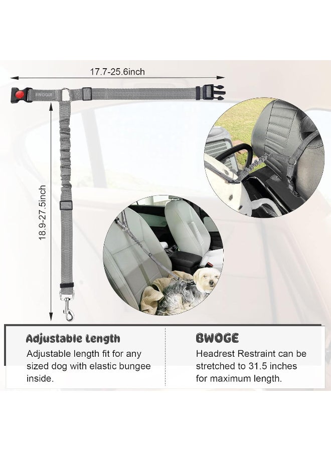 BWOGUE 2 Packs Dog Cat Safety Seat Belt Strap Car Headrest Restraint Adjustable Nylon Fabric Dog Restraints Vehicle Seatbelts Harness - Image 3