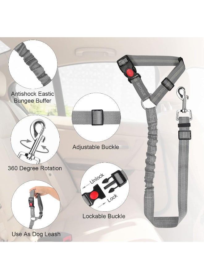 BWOGUE 2 Packs Dog Cat Safety Seat Belt Strap Car Headrest Restraint Adjustable Nylon Fabric Dog Restraints Vehicle Seatbelts Harness - Image 2