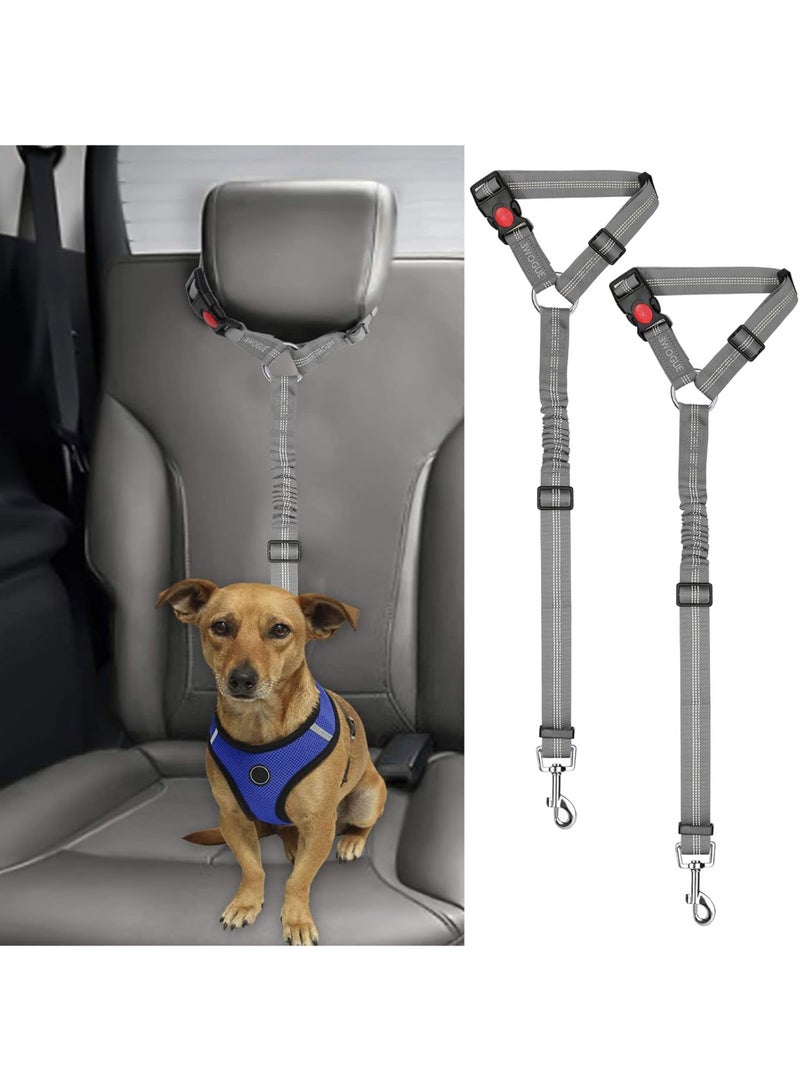 BWOGUE 2 Packs Dog Cat Safety Seat Belt Strap Car Headrest Restraint Adjustable Nylon Fabric Dog Restraints Vehicle Seatbelts Harness - Image 1