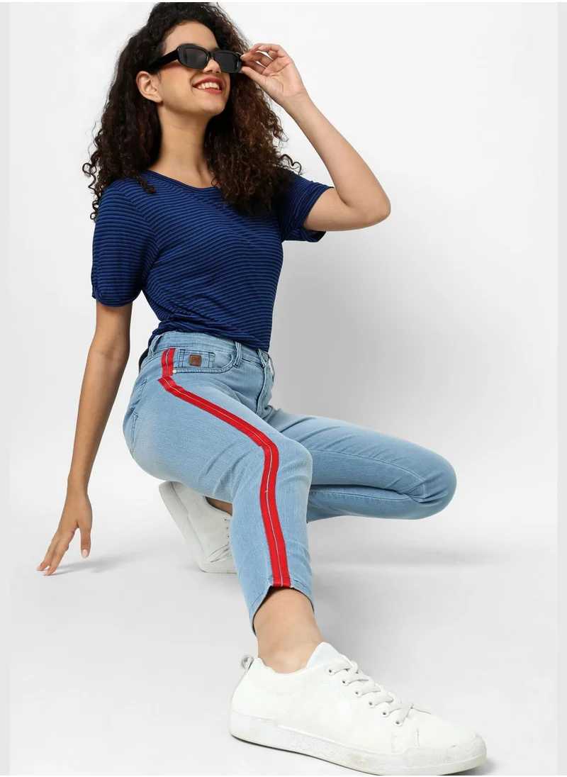 Campus Sutra Jeans with Side Stripes
