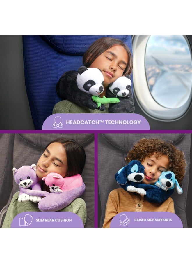 Evolution Kid's Travel Pillow - Innovative Chin Strap & Head Support, Stops Head Movement, Super Soft & Fun Children Pillow Design for Comfortable Journeys, Washable - Pandas