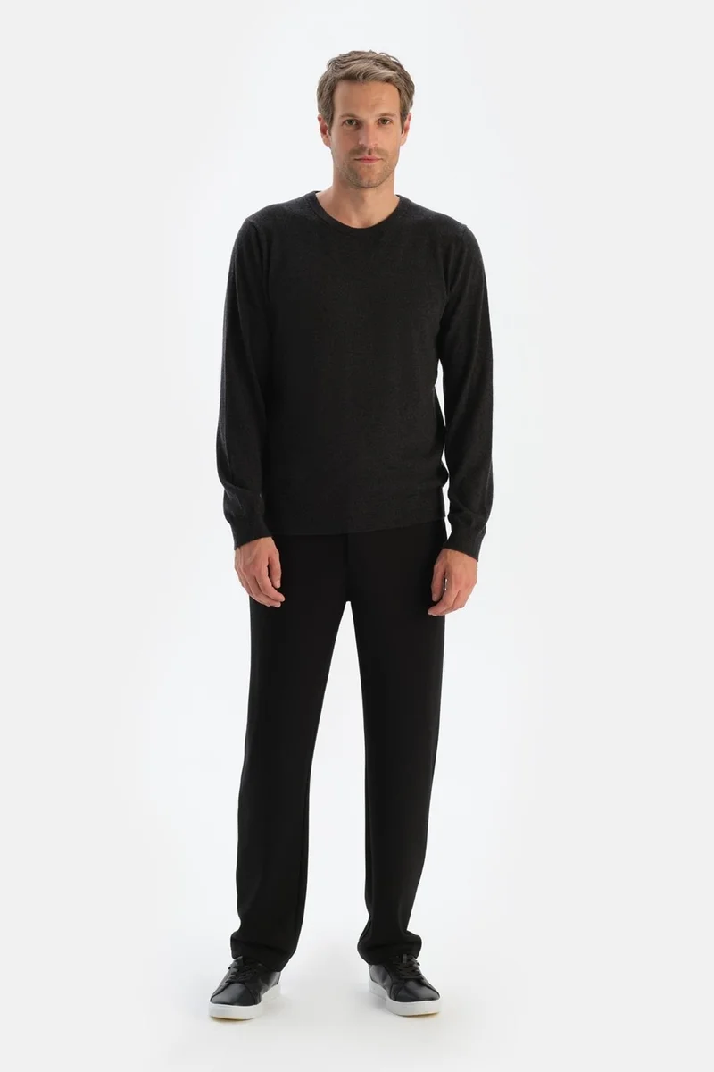 dagi Anthracite Men's Cashmere Blend Bis Collar Sweater