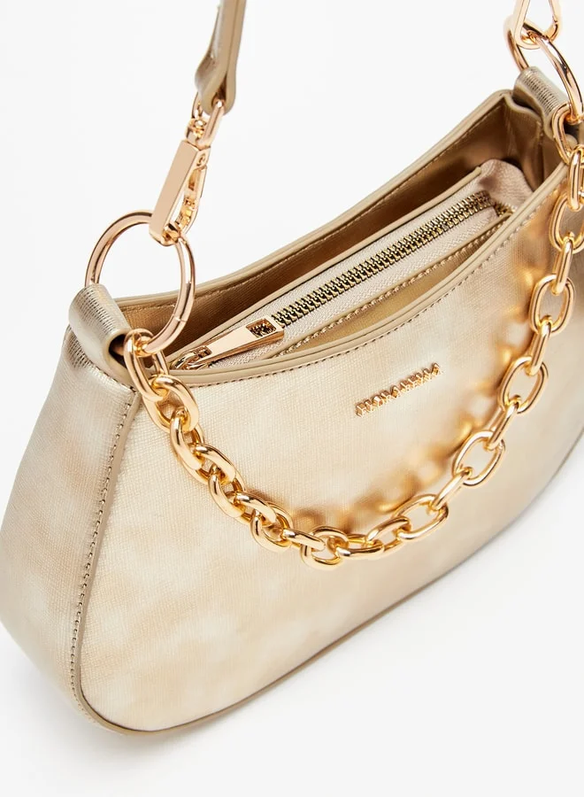 فلورا بيلا من شو إكسبرس Women Textured Shoulder Bag with Chain Strap and Zip Closure