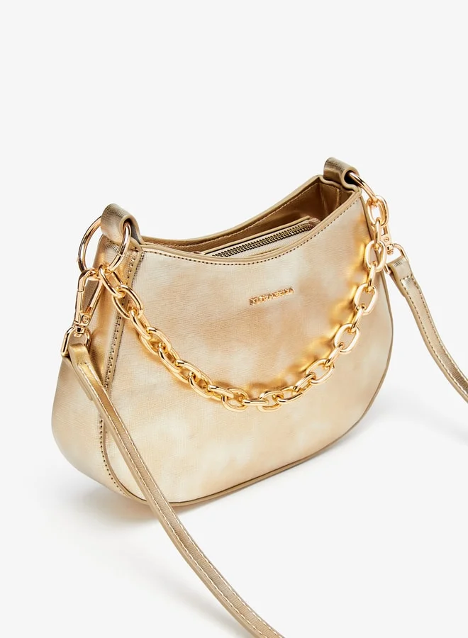 فلورا بيلا من شو إكسبرس Women Textured Shoulder Bag with Chain Strap and Zip Closure