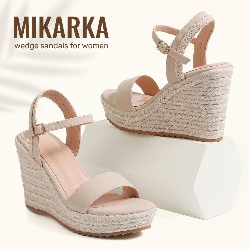 mikarka Women's Espadrille Wedge Sandals: Ankle Strap Platform Open Toe Wedges - Stylish High Heel Dressy Summer Wedges for Women, Inspired by Espadrilles - Image 3