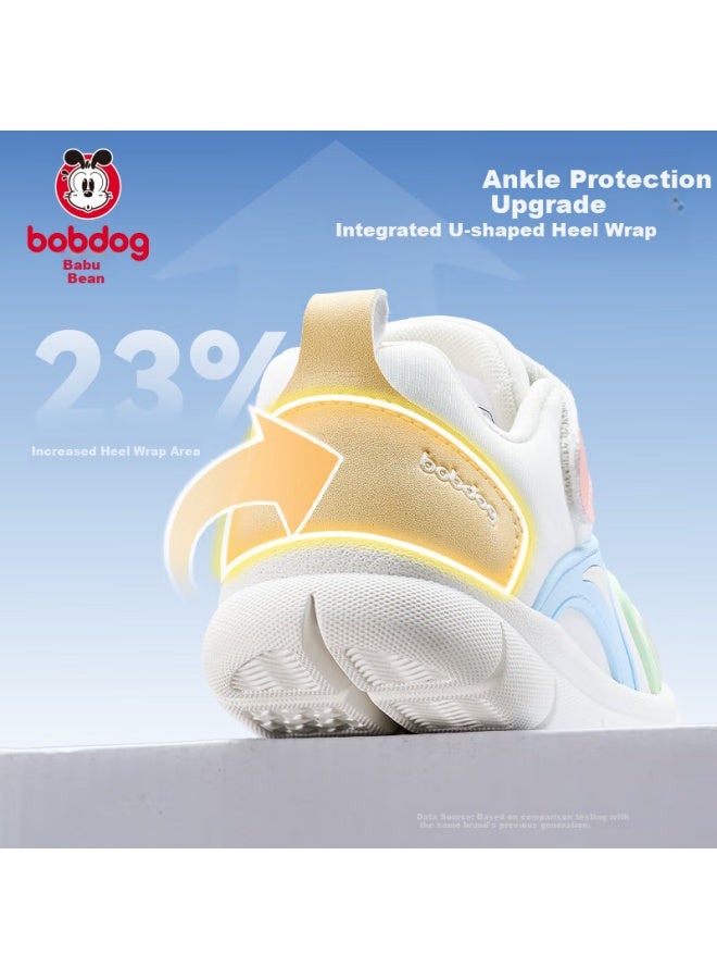 Babu Bean Baby Shoes New Style Caterpillar Breathable Anti-slip Girls' Learning Shoes Infant Toddler Shoes Cheese Milk White 23 - Image 2